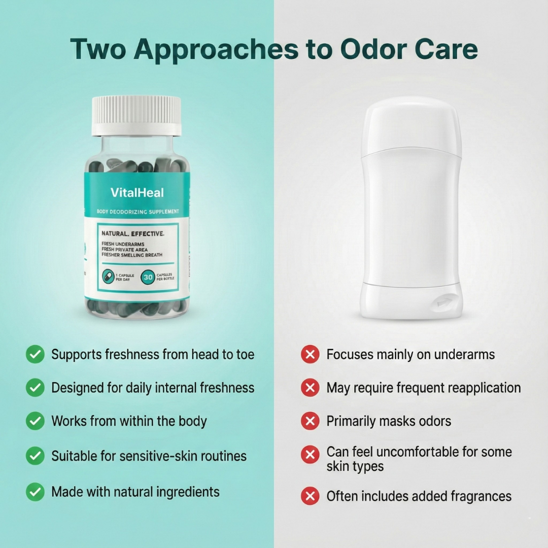 Vitalheal Body Deodorizer – Internal Whole Body Deodorant Supplement with Chlorophyll for Odor Control