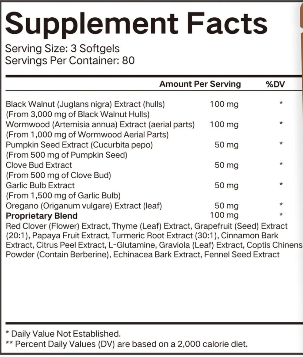 Wormwood Black Walnut Cloves Capsules - Energy & Metabolism Boost