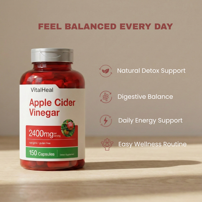 Apple Cider Vinegar Capsules 2400mg - High Potency ACV Supplement