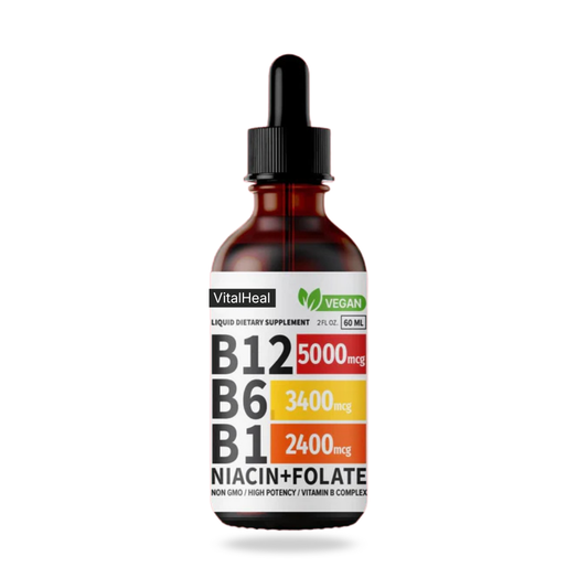 Liquid B-Complex Drops with B12, B6, B1, Folate & Niacin – Energy & Immune Support