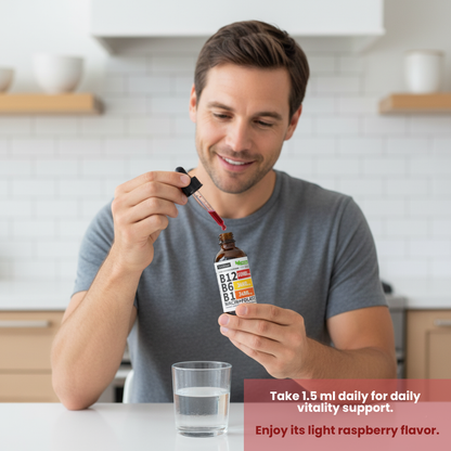 Liquid B-Complex Drops with B12, B6, B1, Folate & Niacin – Energy & Immune Support