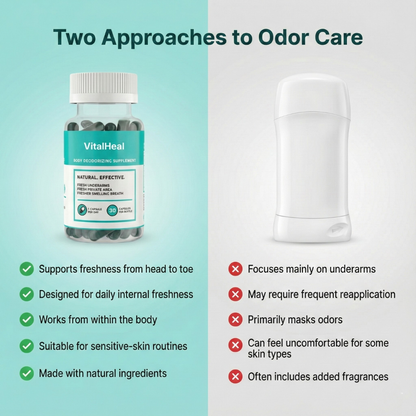Vitalheal Body Deodorizer – Internal Whole Body Deodorant Supplement with Chlorophyll for Odor Control