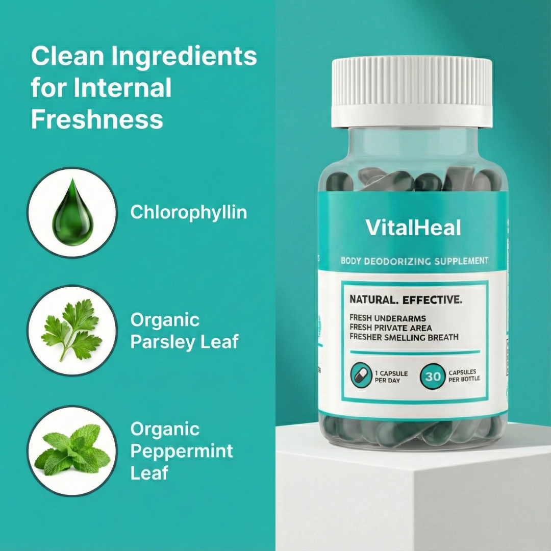 Vitalheal Body Deodorizer – Internal Whole Body Deodorant Supplement with Chlorophyll for Odor Control