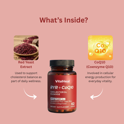 Red Yeast Rice + CoQ10 Supplement – Daily Cholesterol Support