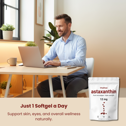 Astaxanthin 12mg Triple Strength Softgels – Natural Antioxidant for Skin, Eyes & Wellness