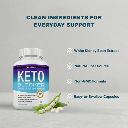 Keto Carb Blocker Pills – White Kidney Bean Extract Supplement for Carb Control