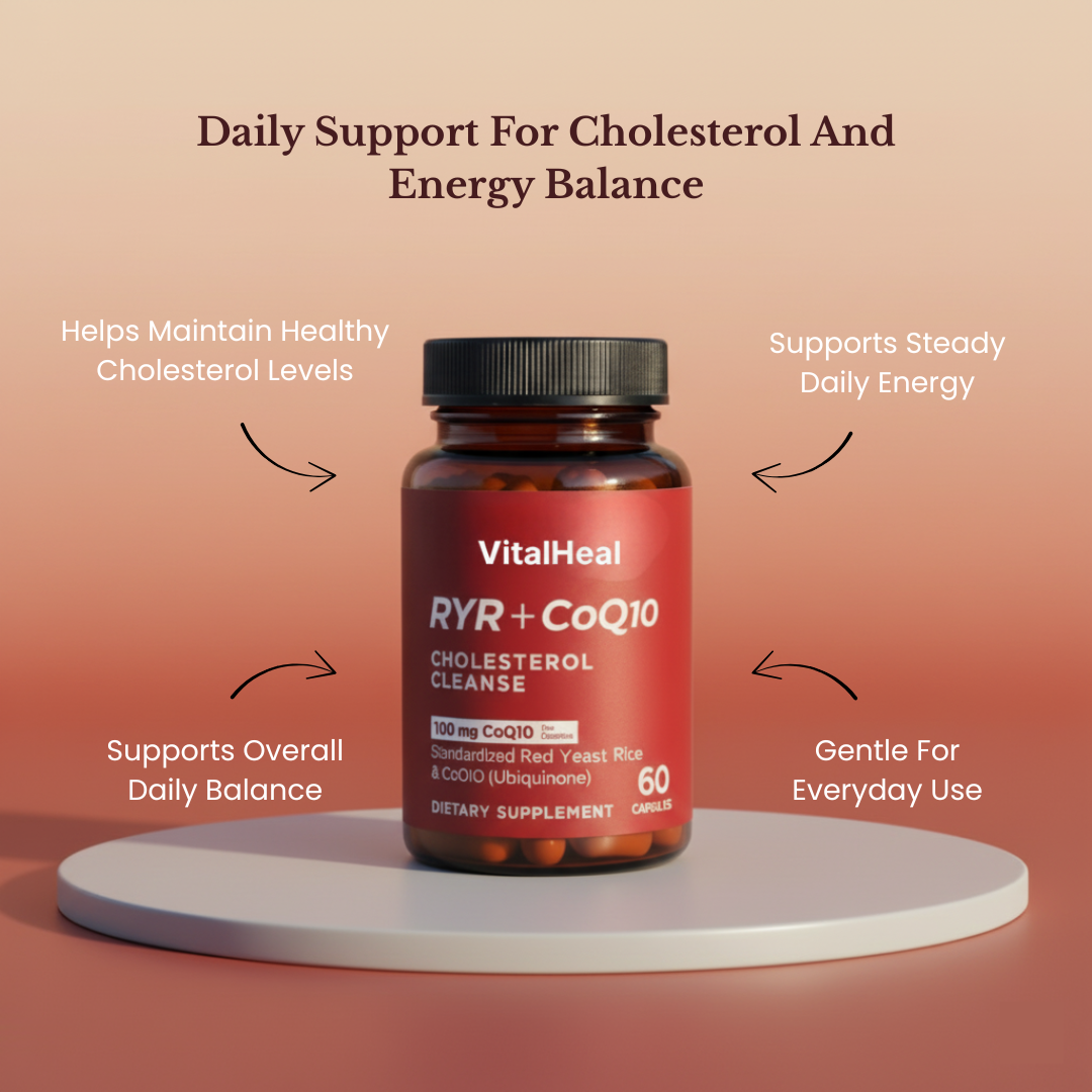 Red Yeast Rice + CoQ10 Supplement – Daily Cholesterol Support