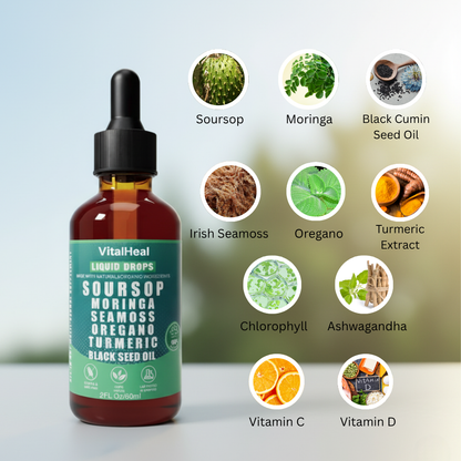 Soursop Seamoss Moringa Oregano Turmeric Black Seed Oil