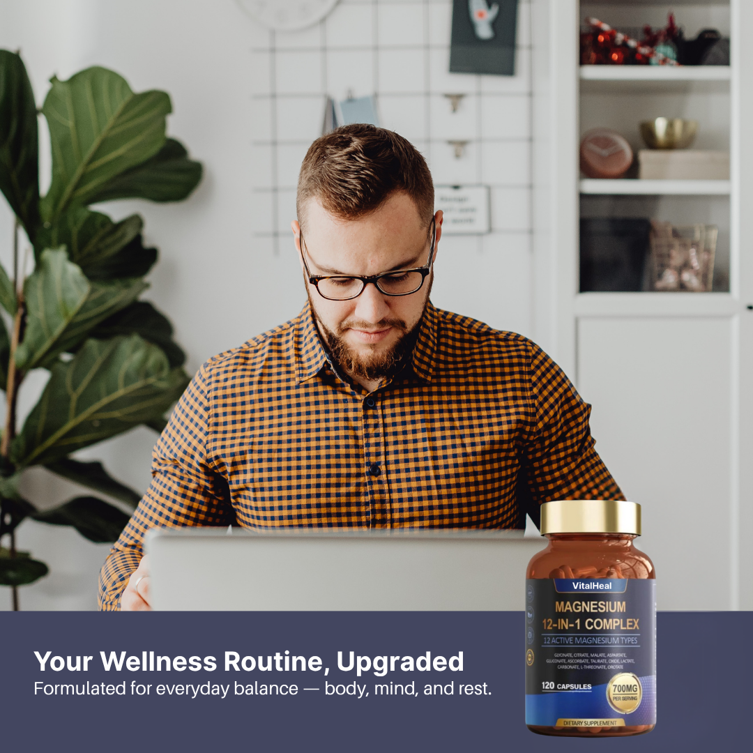 12 in 1 Magnesium Complex Capsules – For Sleep, Nerve, and Muscle Support