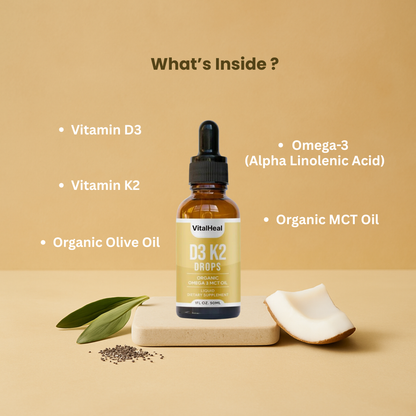 Vitamin D3 K2 Drops – High-Absorption Liquid Supplement for Bone & Immune Support