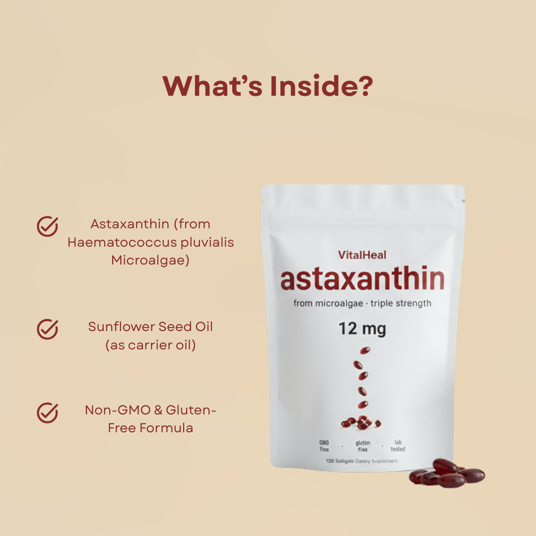 Astaxanthin 12mg Triple Strength Softgels – Natural Antioxidant for Skin, Eyes & Wellness