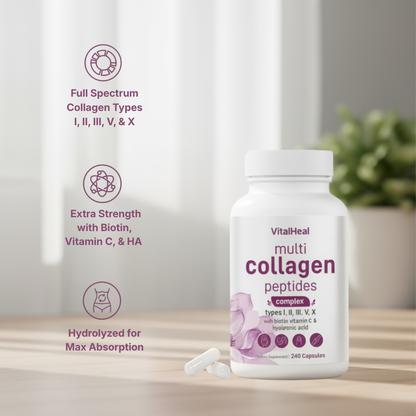 Multi Collagen Peptides Powder – Hydrolyzed Collagen Complex with Biotin & Hyaluronic Acid