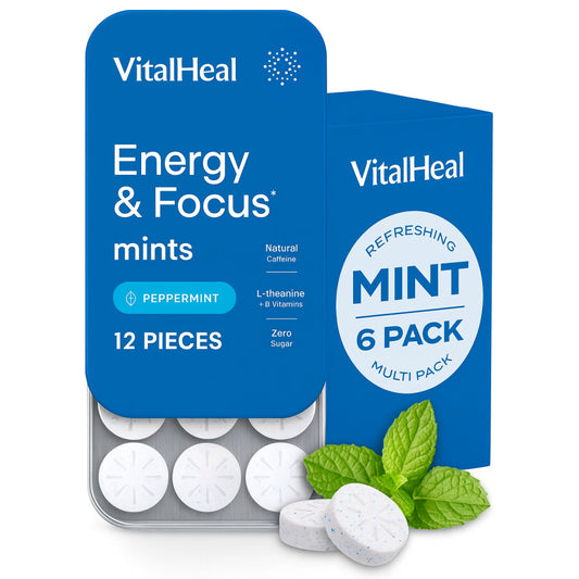Energy Caffeine Gums/Mints for Energy & Focus - Sugar-Free with L theanine, Caffeine, Vitamin B12 & Vitamin B6 - Peppermint Flavor