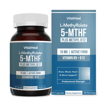 L-Methylfolate 15mg + B12 – Pro Strength Methylation Support Capsules