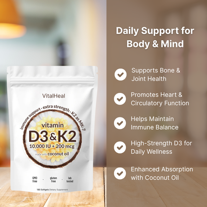 Vitamin D3 + K2 Softgels – 10000 IU