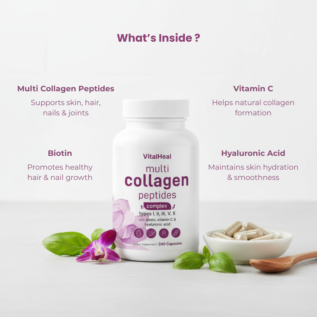 Multi Collagen Peptides Powder – Hydrolyzed Collagen Complex with Biotin & Hyaluronic Acid