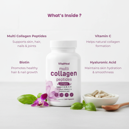Multi Collagen Peptides Powder – Hydrolyzed Collagen Complex with Biotin & Hyaluronic Acid